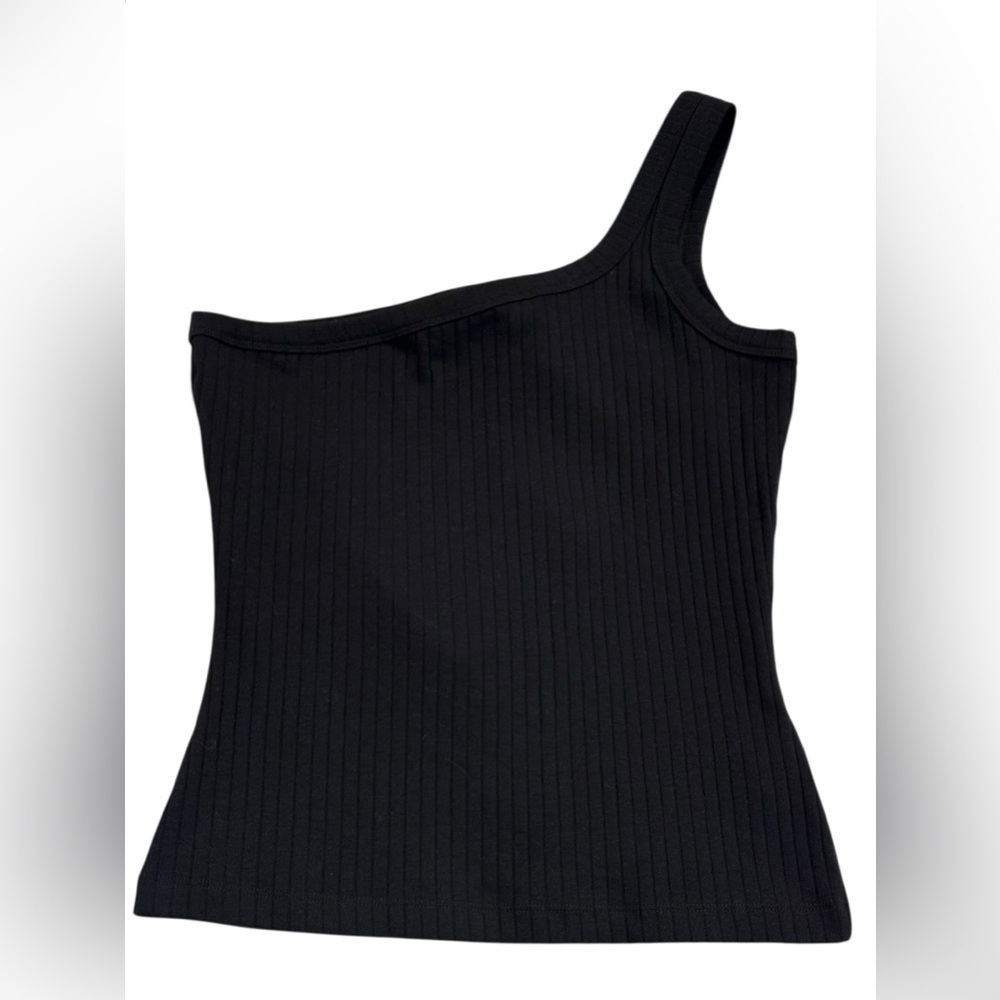 New W/ Tags: Women’s Ninety Percent Black Ribbed One Shoulder Tank: S